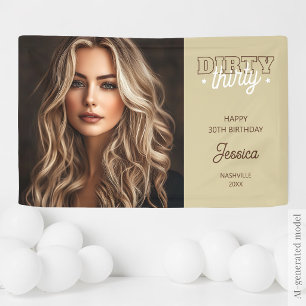 Western Dirty Thirty Photo 30th Birthday Party Banner