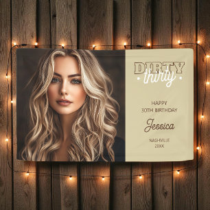 Western Dirty Thirty Photo 30th Birthday Party Banner