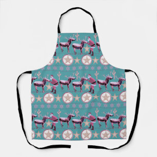Western Donkey Christmas Gingerbread Texas Star Apron