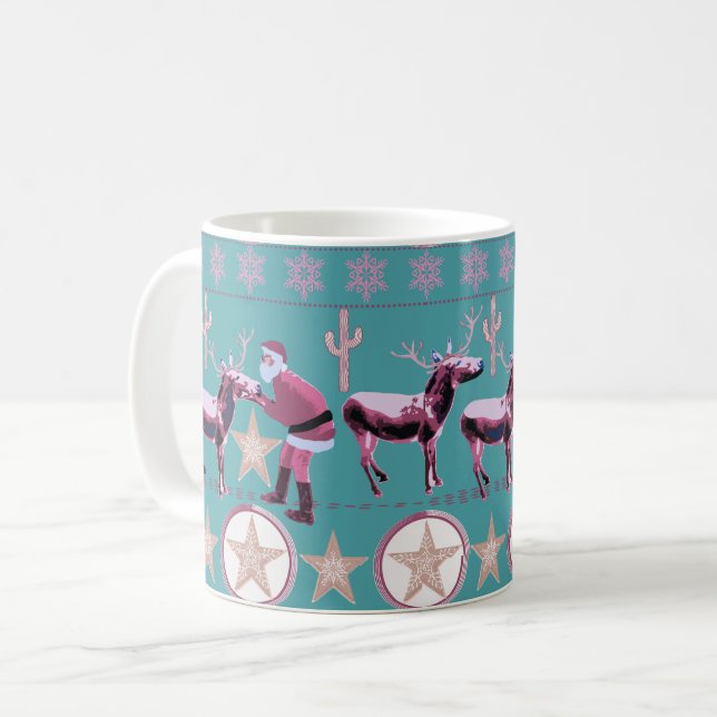Western Donkey Christmas Gingerbread Texas Star Coffee Mug (Front Left)