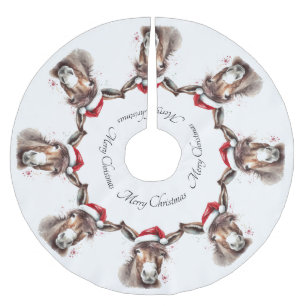 Western Donkey Christmas Tree Decor Brushed Polyester Tree Skirt