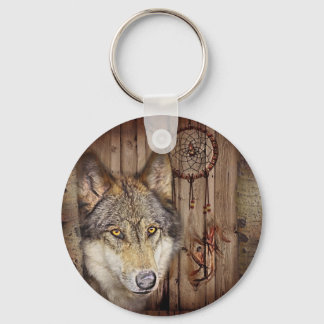 Western dream catcher  native american indian wolf key ring