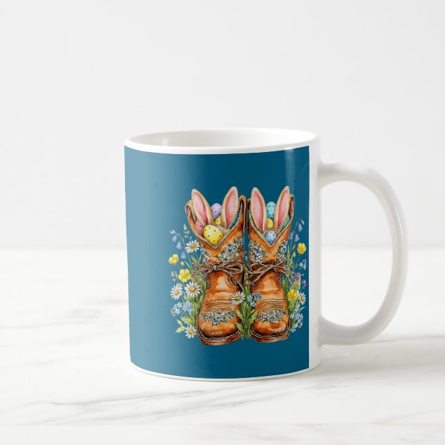 Western easter cowboy boots bunny ears howdy coffee mug (Right)