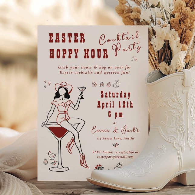 Western Easter Hoppy Hour Cocktail Party Invitation (Western Easter Hoppy Hour Cocktail Party Invitation)