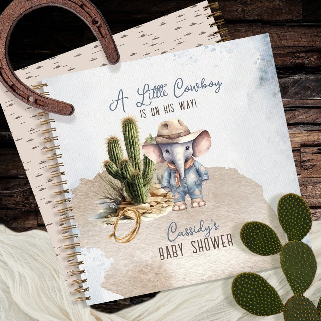 Western Elephant Cowboy Baby Shower Guest Book (Rustic Western Elephant Cowboy Boy Baby Shower Guest Book)