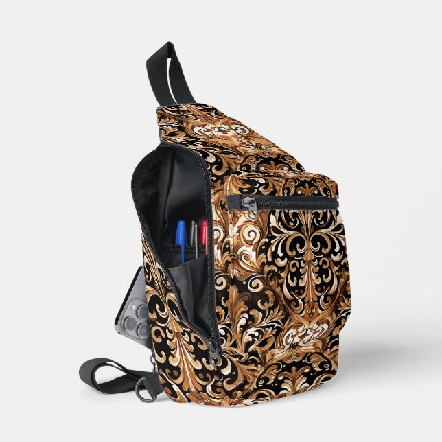 Western Embossed Leather Look Design Sling Bag (Open)