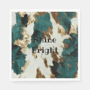 Western Emerald Gold White Cowhide  Napkin