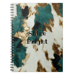 Western Emerald Gold White Cowhide Notebook