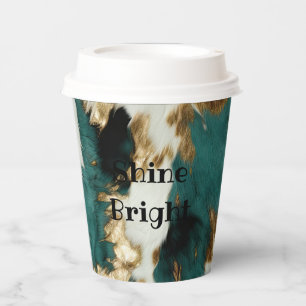 Western Emerald Gold White Cowhide Paper Cups