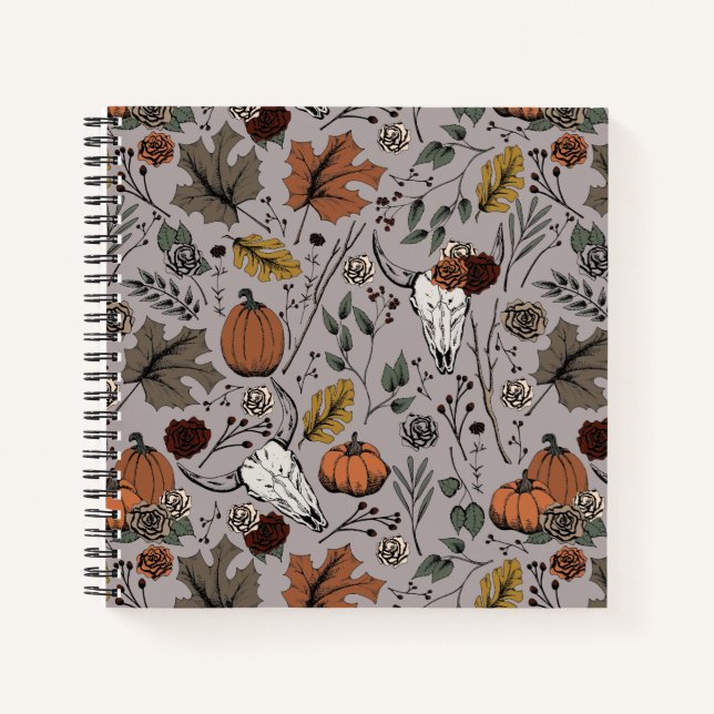 Western Fall Harvest and Cow Skulls Notebook (Front)