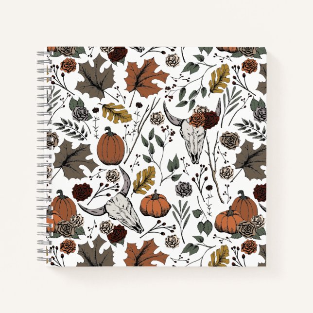 Western Fall Harvest and Cow Skulls Notebook (Front)