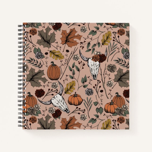 Western Fall Harvest and Cow Skulls Notebook (Front)