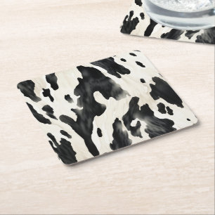 Western Farm Animal Cow Square Paper Coaster