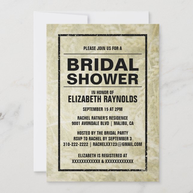 Western Farm Bridal Shower Invitations (Front)