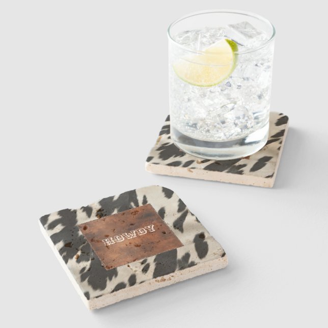 Western Farm Cowhide  Stone Coaster (Side)