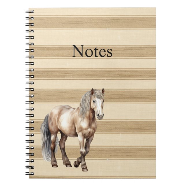 Western Farm Cream Stripes Horse Notebook (Front)
