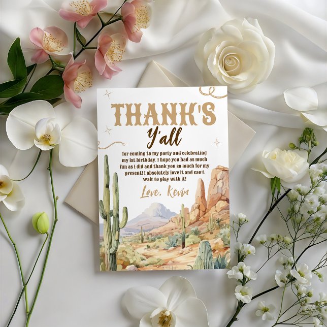 Western First Birthday Thank You Card (Creator Uploaded)