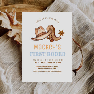 Western First Rodeo Birthday Party Boy Invitation