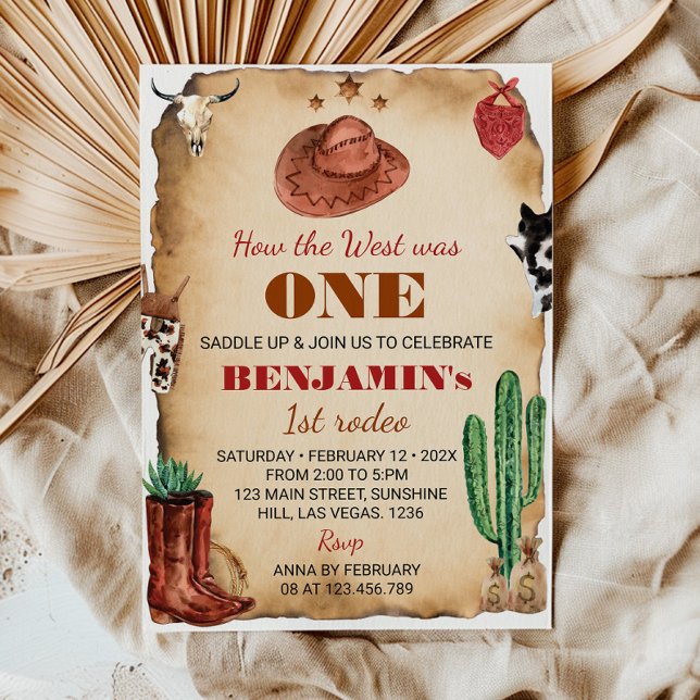 Western First Rodeo Cowboy 1st Birthday Invitation (Creator Uploaded)