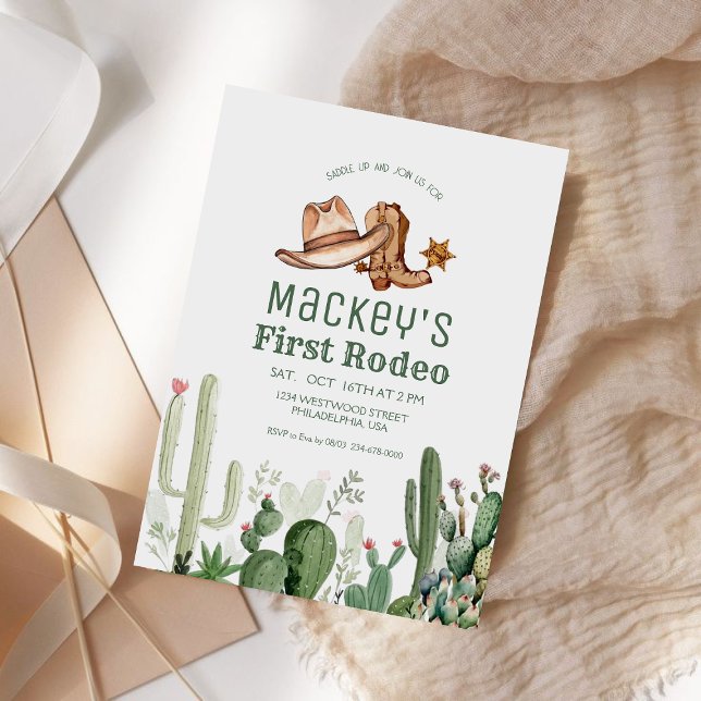 Western First Rodeo Cowboy Birthday Party Invitation (Creator Uploaded)