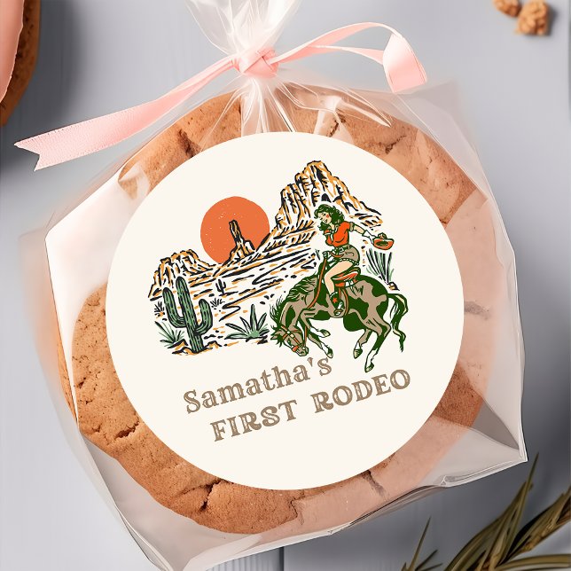 Western First Rodeo Cowgirl 1st Birthday Sticker (Creator Uploaded)
