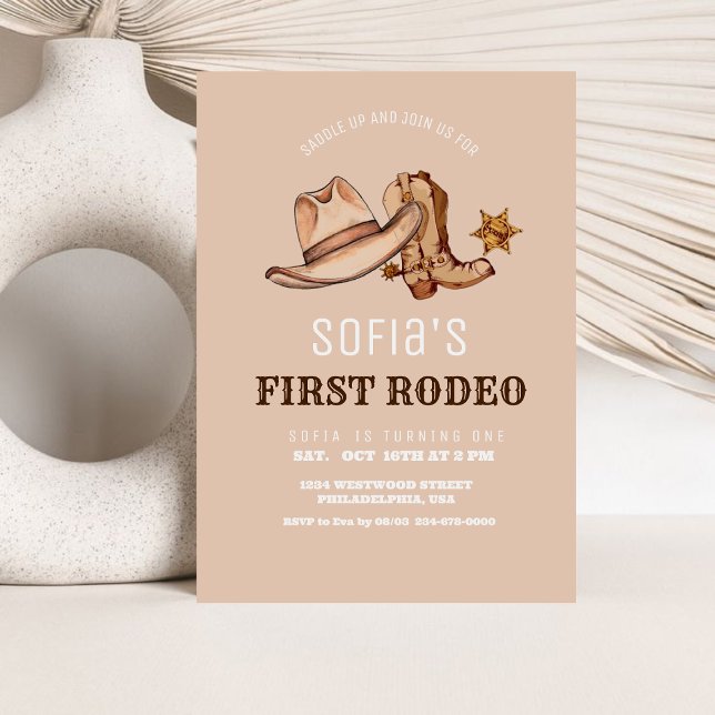 Western First Rodeo Cowgirl Birthday Cowboy Invitation (Creator Uploaded)