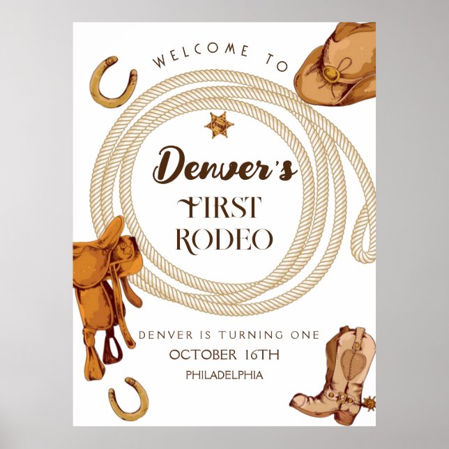 Western First Rodeo Gender Neutral Welcome Sign (Front)