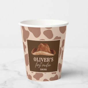 Western First Rodeo Wild West Cowboy 1st Birthday Paper Cups