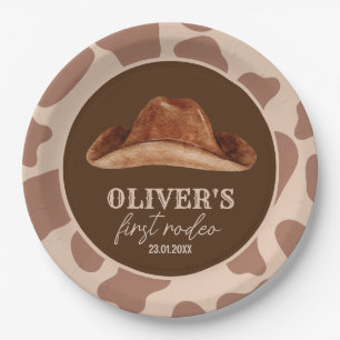 Western First Rodeo Wild West Cowboy 1st Birthday Paper Plate