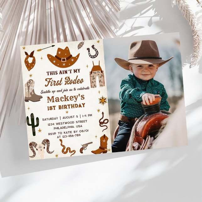 Western First Rodeo Wild West Cowboy Birthday Invitation (Creator Uploaded)
