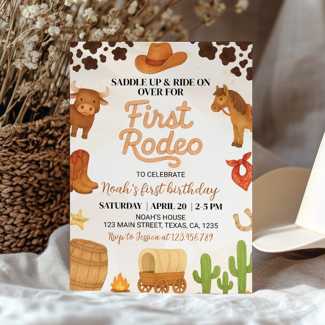 Western First Rodeo Wild West Cowboy Birthday Invitation (Creator Uploaded)