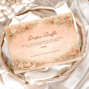 Western Floral Baby Shower Diapper Raffle Enclosure Card