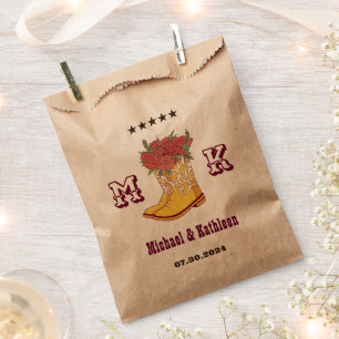 Western Floral Cowboy Boot Monogram Rustic Wedding Favour Bags