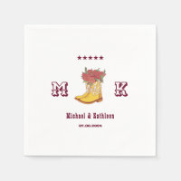 Western Floral Cowboy Boot Monogram Rustic Wedding
