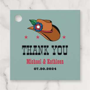 Western Floral Cowboy Hat Rustic Country Wedding Favour Tags