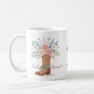 Western Floral Cowgirl Boot Personalised Mum Coffe Coffee Mug