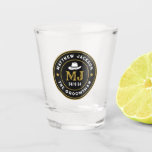 Western Frontier Retro Logo Personalised Groomsmen Shot Glass<br><div class="desc">Personalised gifts for groomsmen with western cowboy theme. Decorated with cowboy hat with vintage western font. Text and colour are editable using the Design Tool to fit your occasion. Get this customise gift for wedding,  bachelor party,  engagement party or any other special occasions.</div>