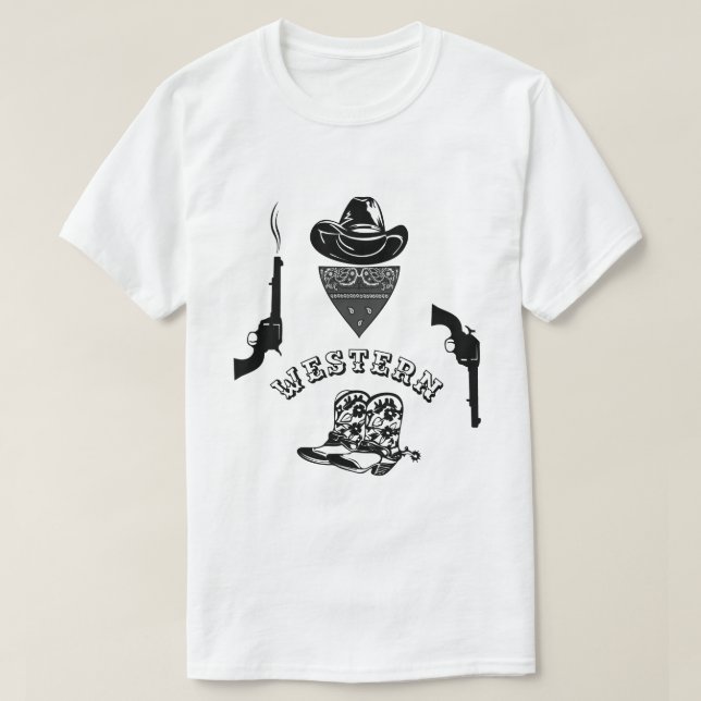 Western funny, unique, cool, customisable T-Shirt (Design Front)