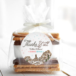 Western Gender Reveal Cowboy or Cowgirl Classic Round Sticker