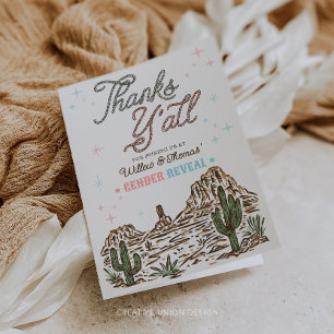 Western Gender Reveal Cowboy or Cowgirl Thank You Card