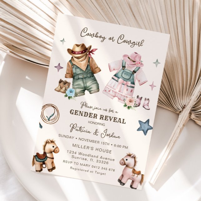 Western Gender Reveal Cowgirl or Cowboy  Invitation (Creator Uploaded)
