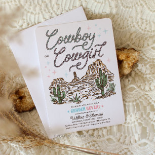 Western Gender Reveal Shower Cowboy or Cowgirl Invitation