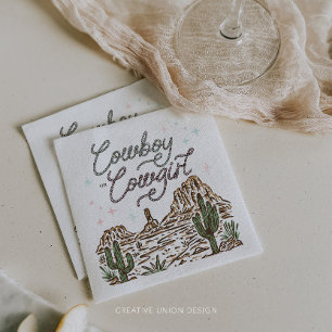 Western Gender Reveal Shower Cowboy or Cowgirl Napkin
