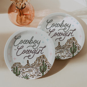 Western Gender Reveal Shower Cowboy or Cowgirl Paper Plate