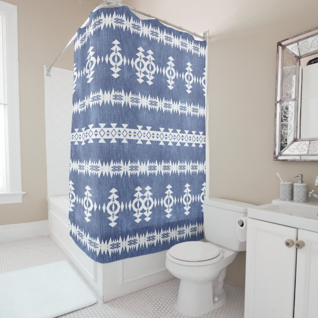 Western Geo Pattern Shower Curtain (In Situ)