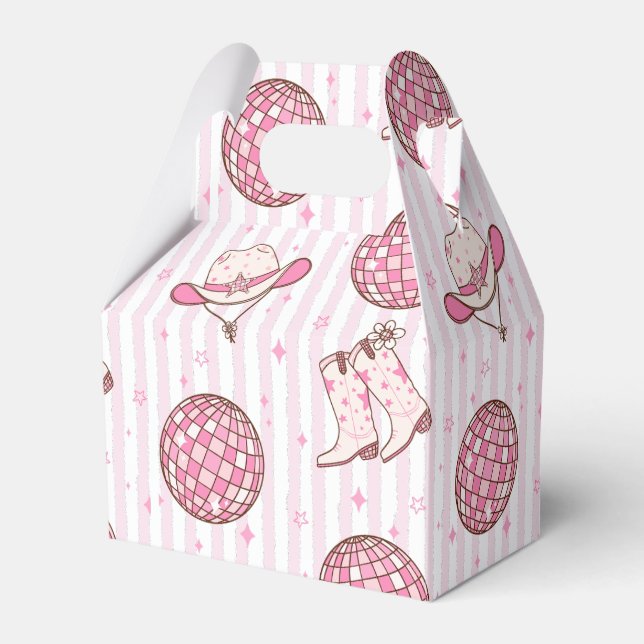 Western girl Cowboy Disco pink Favour Box (Front Side)