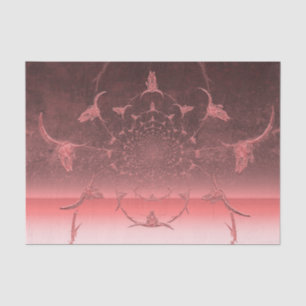 Western Girly Metallic Pink Texture Cow Skull Tissue Paper