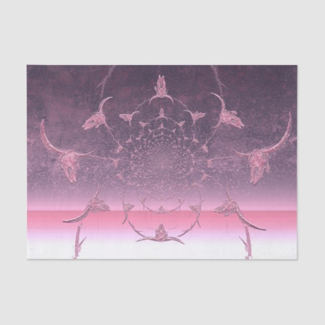 Western Girly Metallic Purple Pink Cow Skull Tissue Paper (Front)