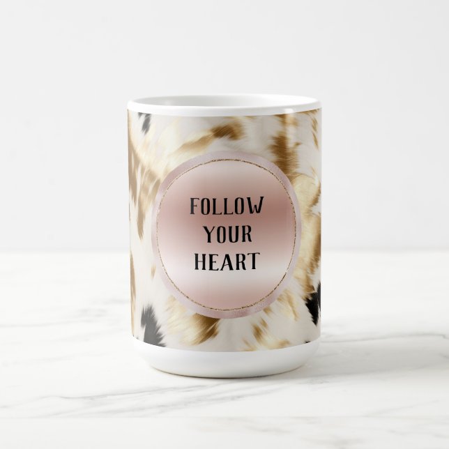 Western Gold Black White Cream Cowhide Coffee Mug (Center)