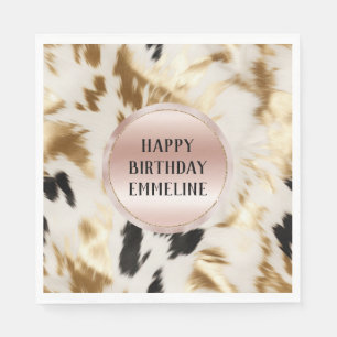 Western Gold Black White Cream Cowhide Napkin